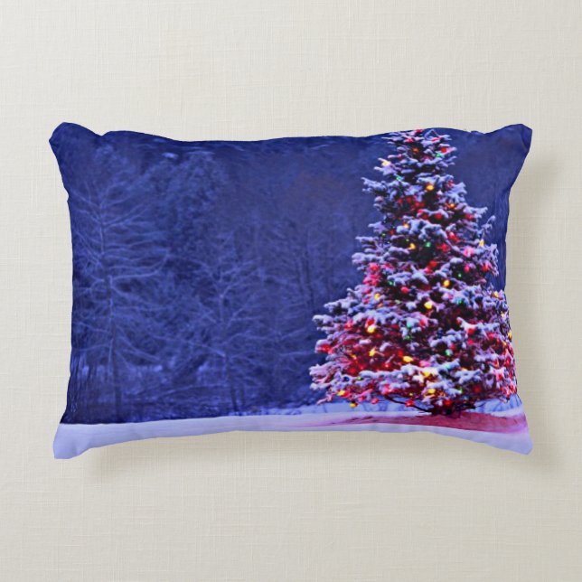 Almofada Decorativa Árvore de Natal coberto de neve (Frente)