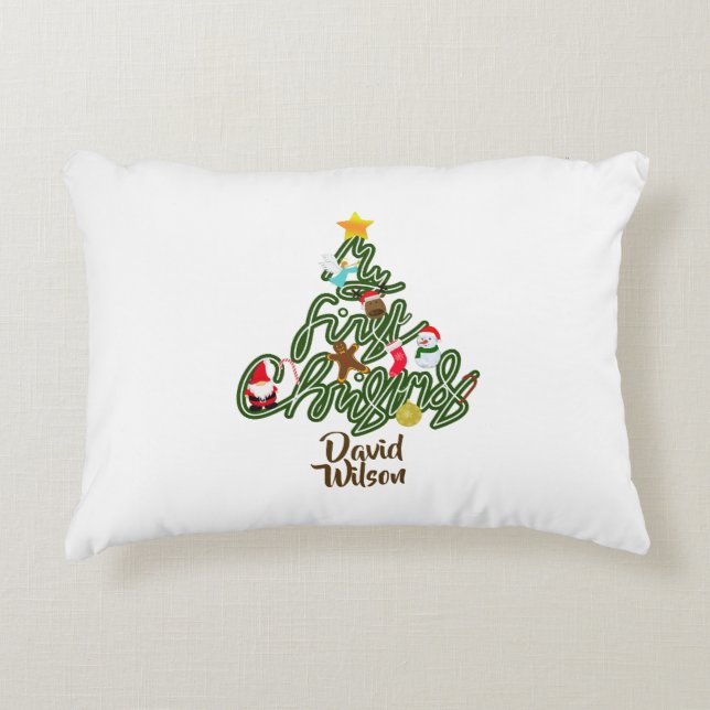 Almofada Decorativa Árvore de Natal Meu Primeiro Natal  (Frente)