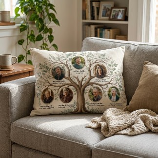 Almofada Decorativa Árvore Genealógica de Família | Botânica