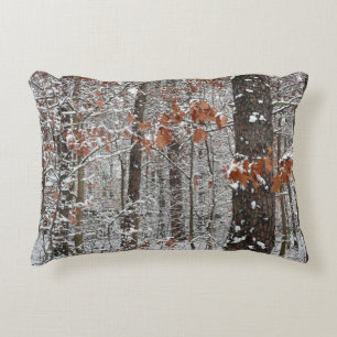Almofada Decorativa Árvores de carvalho cobertas por neve Fotografia d