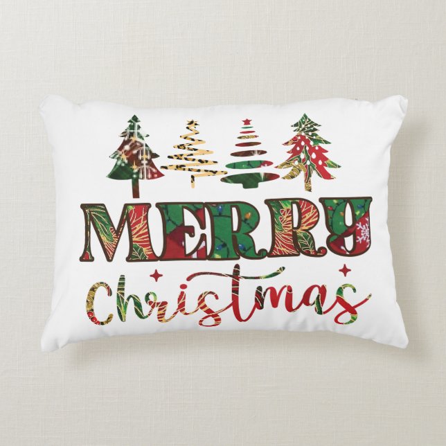 Almofada Decorativa Árvores de Natal Lindas (Frente)