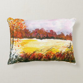 Almofada Decorativa Árvores de Outono de Abstrato de Aquarelas