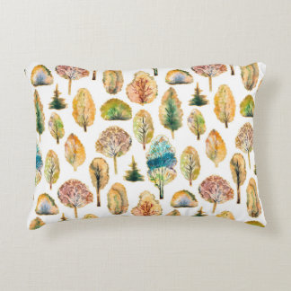 Almofada Decorativa Árvores de outono de aquarela, padrão sem costura.