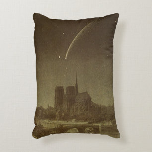 Almofada Decorativa Astronomia Vintage, Cometa Donati sobre Paris em 1