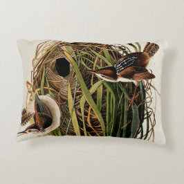 Almofada Decorativa Audubon Marsh Wren Bird Art