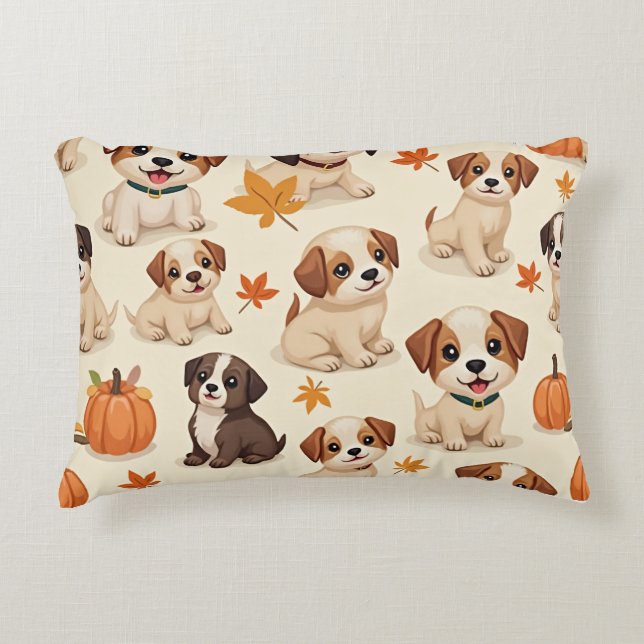 Almofada Decorativa "Autumn Puppies Decorative Travesseiro" (Frente)