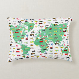 Almofada Decorativa Aventura aguarda veículos do mapa mundial