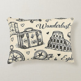 Almofada Decorativa Aventuras de Viagem Vintage Padrão Perfeito