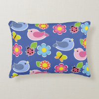 Aves, Borboletas e Damibugs Flores Azul