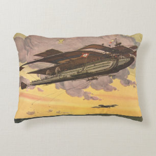 Almofada Decorativa Avião Hidroavião de Ficção Científica Vintage