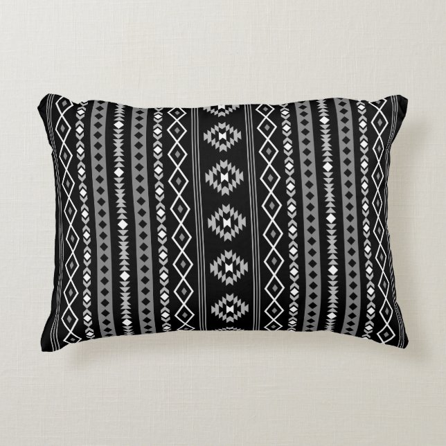 Almofada Decorativa Aztec Cinzas brancas Black Mixed Motifs V Padrão (Frente)