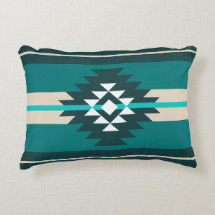 Almofada Decorativa Aztec design in turquoise color