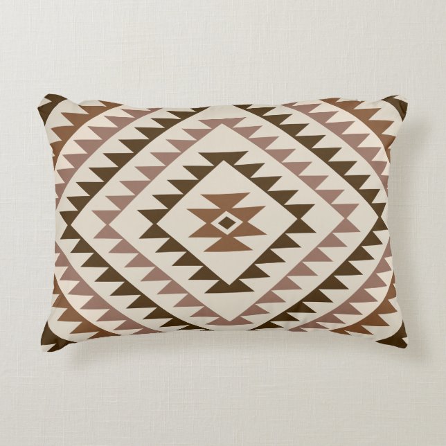Almofada Decorativa Aztec Diamond Motif Design Browns+Cream (Frente)