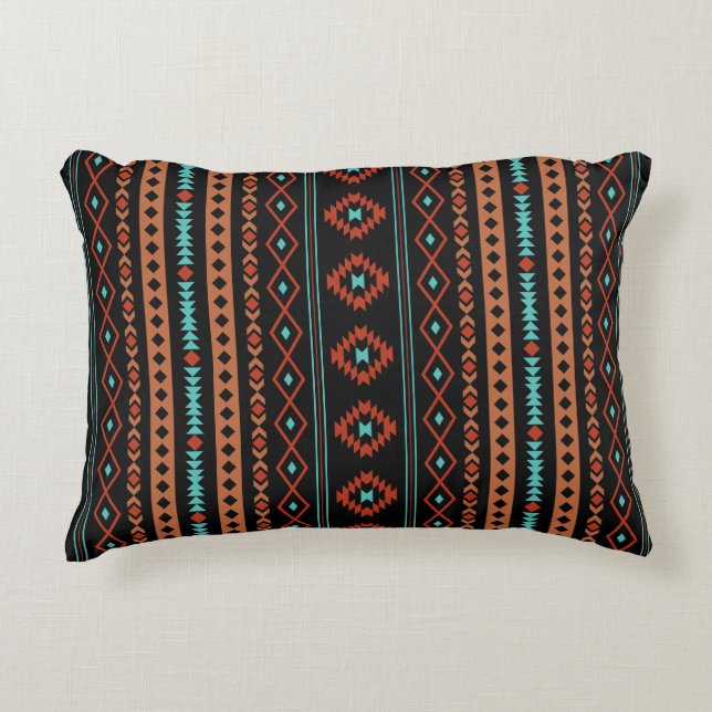 Almofada Decorativa Aztec Rusts Teal Black Mixed Motifs V Padrão (Frente)