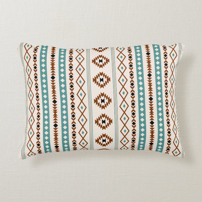Almofada Decorativa Aztec Teal Terracotta Blk Crm Mix Motifs(V)Padrão (Frente)