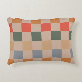 Almofada Decorativa Azul bege Laranja Castanho Marrom Verificado Padrã