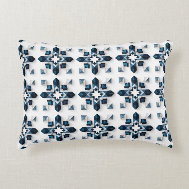Almofada Decorativa Azul Branco Geométrico Abstrato Moderno (Frente)