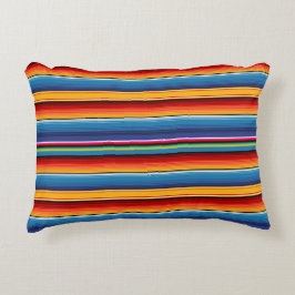 Almofada Decorativa Azul Dourado Vermelho Mexicano Sarape