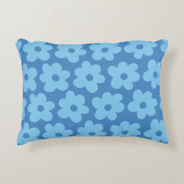 Almofada Decorativa Azul Floral Caprichoso Retro, Alegre, Esportivo