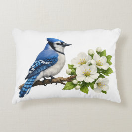 Almofada Decorativa Azul-marinho com Flores Brancas