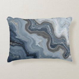 Almofada Decorativa Azul Marinho Marble Azul Claro Empolvado Desenho A