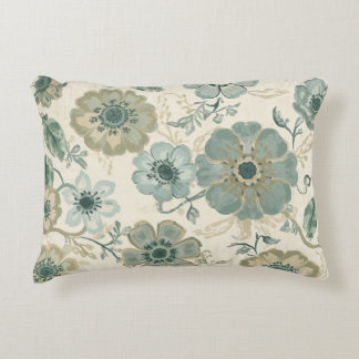 Almofada Decorativa Azul Poeirento Suave Bege Verde Sage Floral Fazend