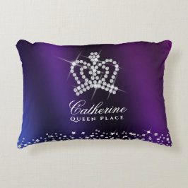 Almofada Decorativa Azul Roxo com Coroa Estrelada