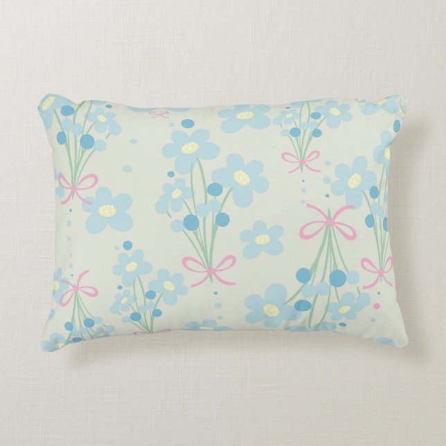 Almofada Decorativa Azul Suave e Harmonia Rosa (Frente)