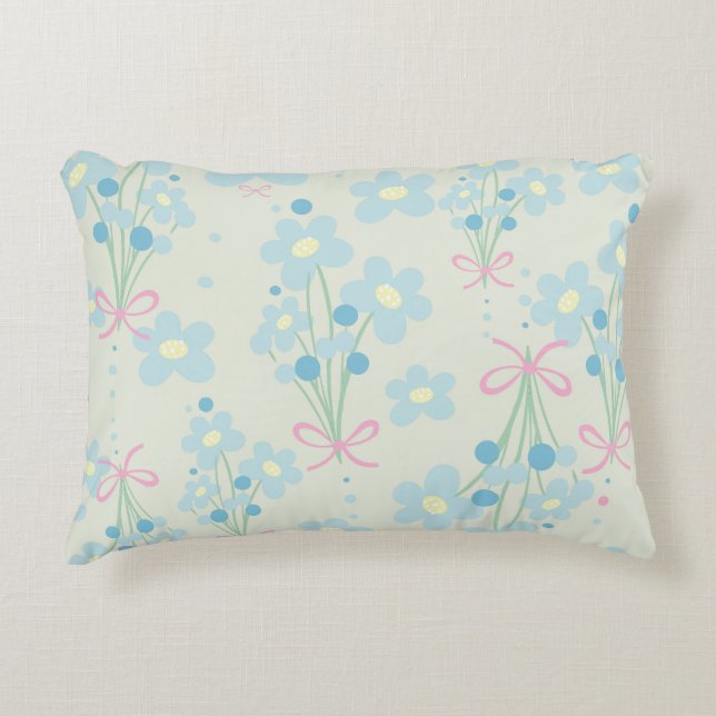 Almofada Decorativa Azul Suave e Harmonia Rosa (Frente)