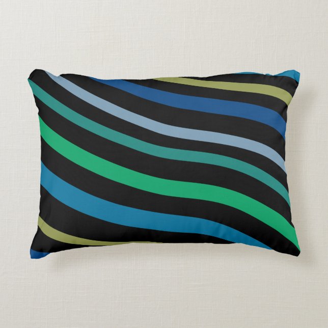 Almofada Decorativa Azul Teal e Preto (Frente)