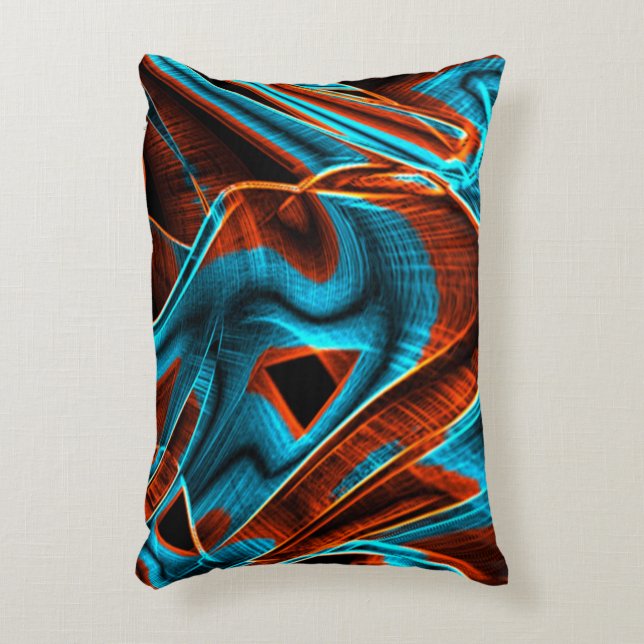 Almofada Decorativa Azul torto e vermelho queimado com ranhuras (Frente(Vertical))