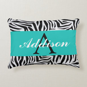 Almofada Decorativa Azul Turquesa Personalizado e Estampa de Zebra