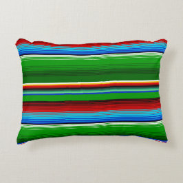 Almofada Decorativa Azul Vermelho Verde Sarape Mexicano