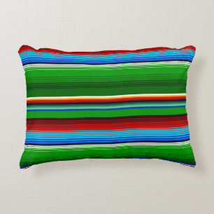 Almofada Decorativa Azul Vermelho Verde Sarape Mexicano