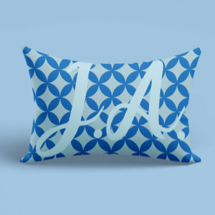 Almofada Decorativa Azulejo de Verão com círculos de azure em azul-beb