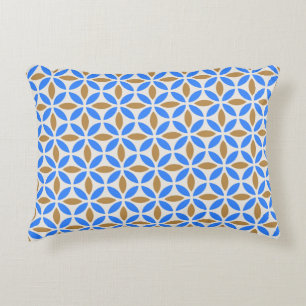 Almofada Decorativa Azulejo Geométrico Vintage Blue Brown Barcelona