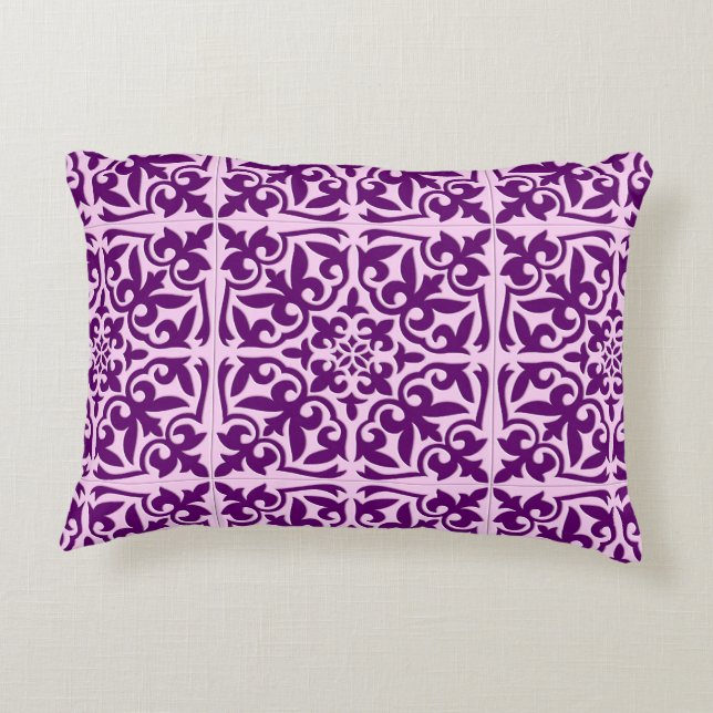 Almofada Decorativa Azulejo marroquino - roxo e orquídea (Verso)