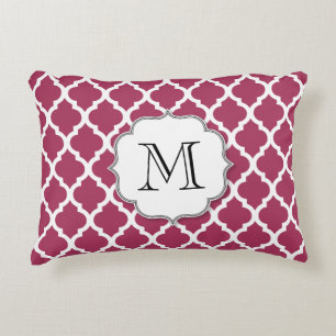 Almofada Decorativa Azulejo Vermelho Sangria de Marrocos com Monograma