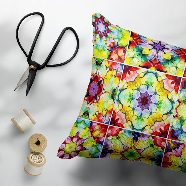 Almofada Decorativa Azulejos do Mediterrâneo, Azulejos de Tinta Álcool (Criador carregado)