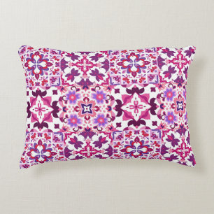 Almofada Decorativa Azulejos Espanhóis Rosa e Roxo