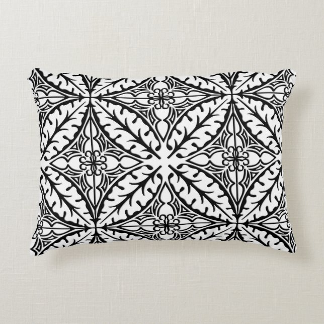 Almofada Decorativa Azulejos marroquinos - branco e preto (Frente)