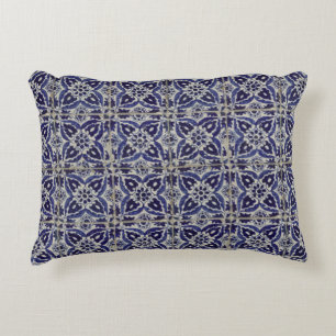 Almofada Decorativa Azulejos Russos Italianos Azulejo Azul Branco Geom