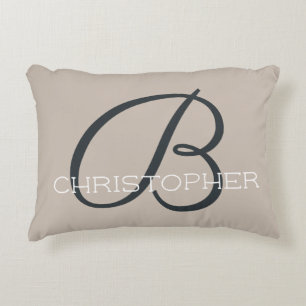 Almofada Decorativa B Inicial Moderno Travesseiro Bege Personalizado