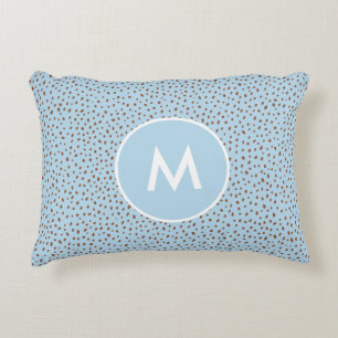 Almofada Decorativa Baby Blue & Boho Terracotta Brown Dots Monograma