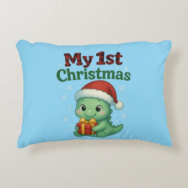 Almofada Decorativa Baby Boy My 1st Christmas Dino (Frente)