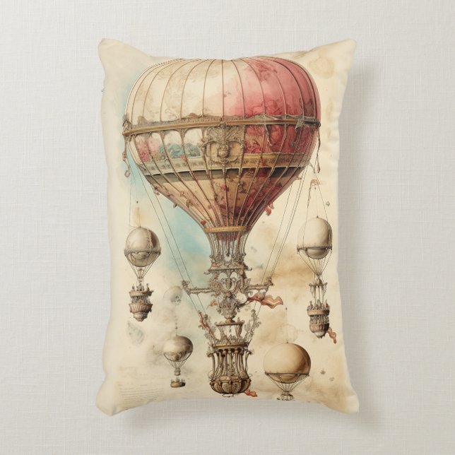Almofada Decorativa Balão de Ar Quente Steampunk (4) (Frente(Vertical))