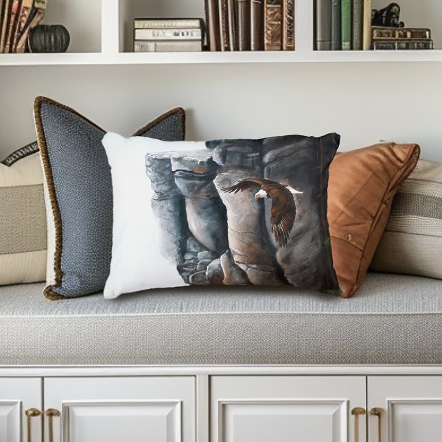 Almofada Decorativa Bald Eagle Flight Rocks (Criador carregado)