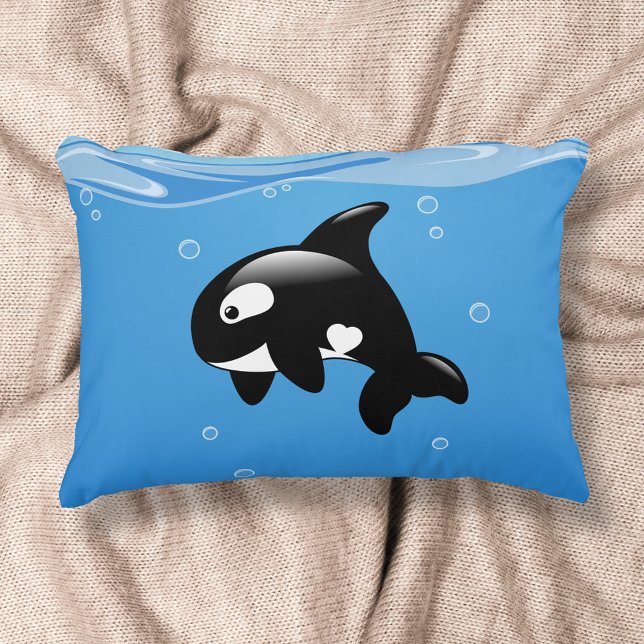 Almofada Decorativa Baleia de orca branca no oceano (Criador carregado)