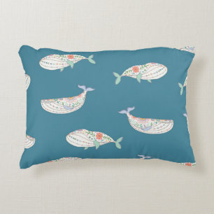 Almofada Decorativa Baleia escandinava, padrão dos animais marinhos