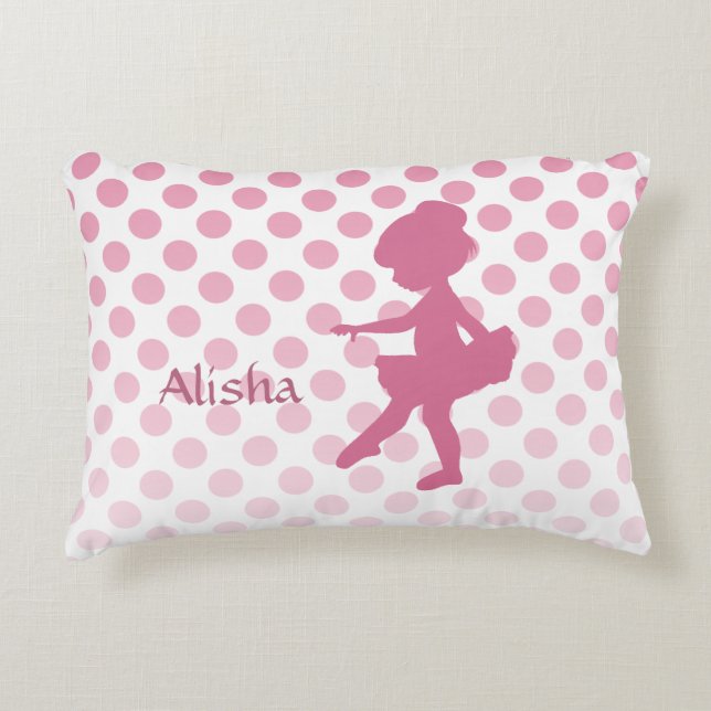 Almofada Decorativa Ballerina rosa-bolinhas Personalizada (Frente)